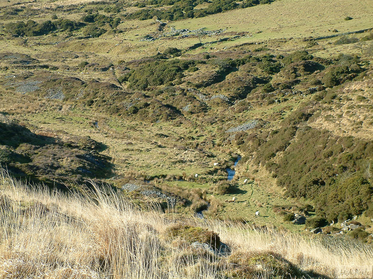 Remains of tin workings at the head of Newleycombe Lake