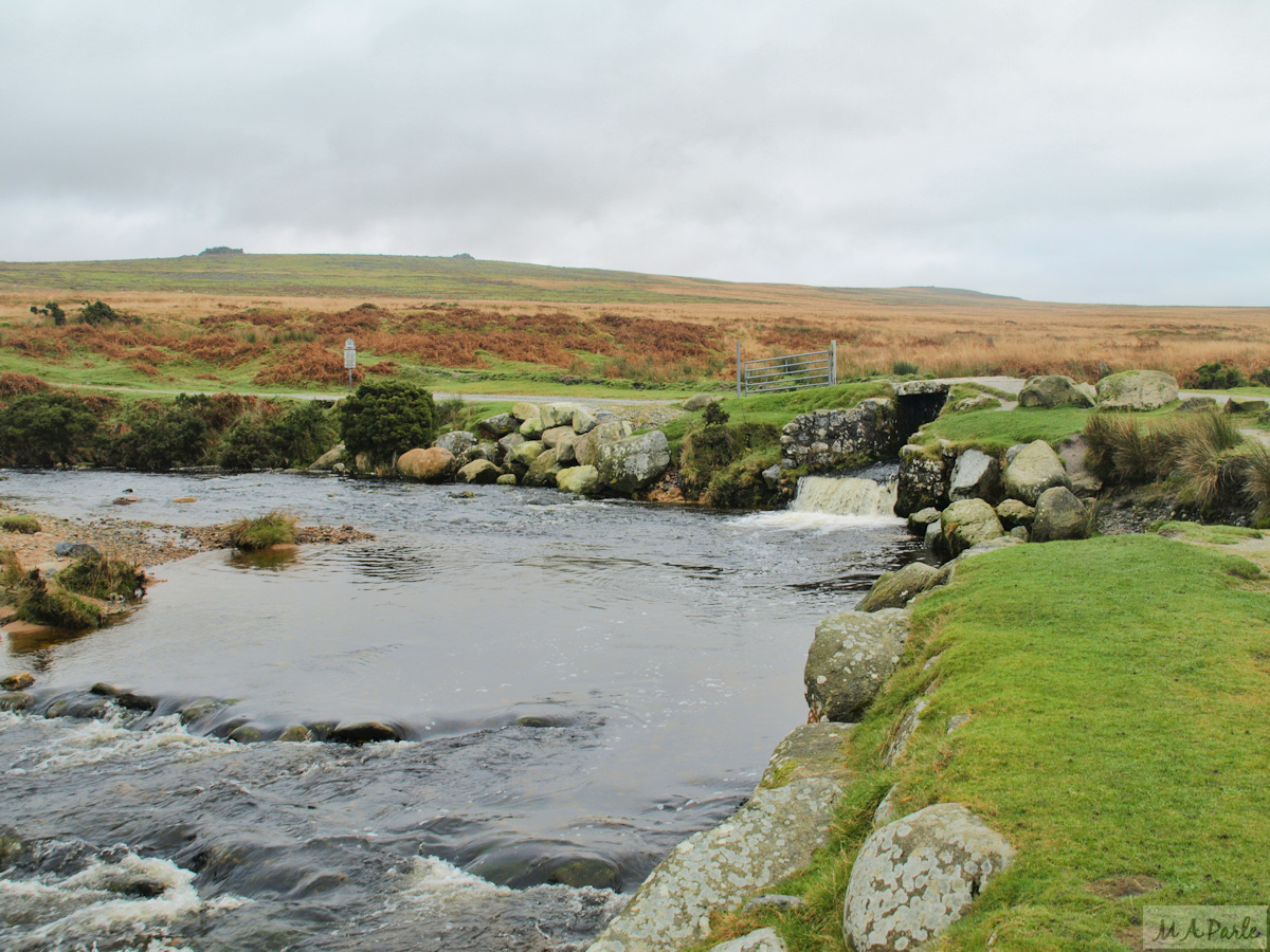 The Blacka Brook flows into the River Plym at Blacka Brook Bridge