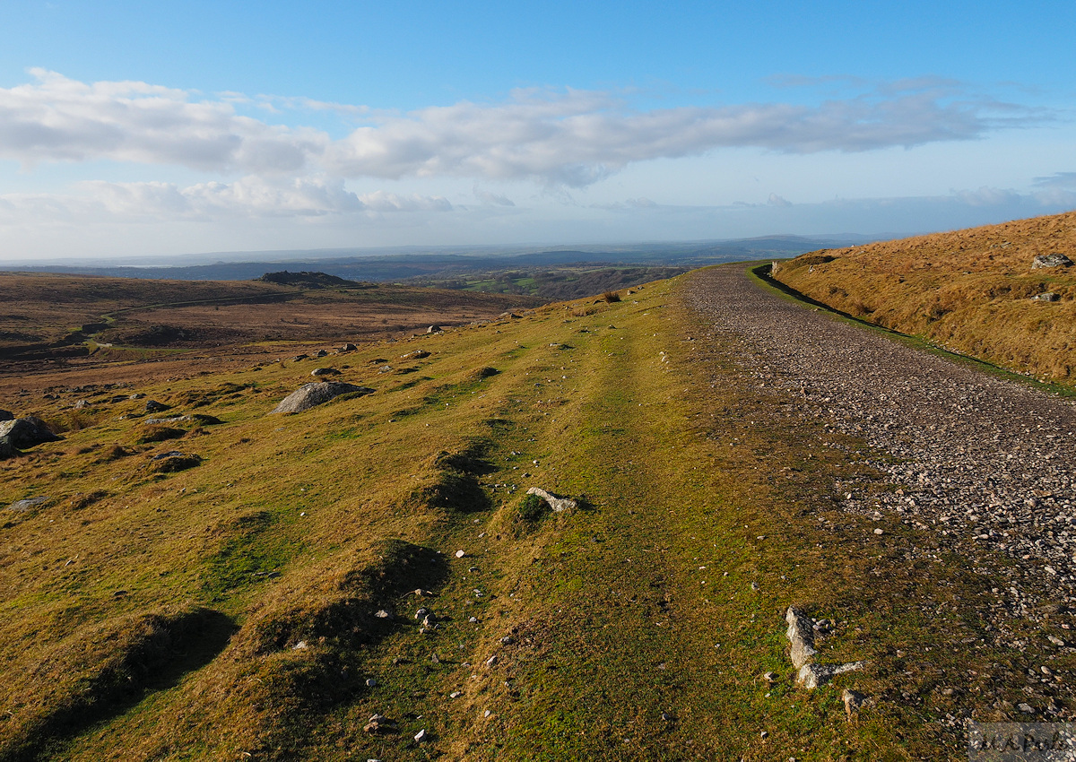 View west from the disused rail track