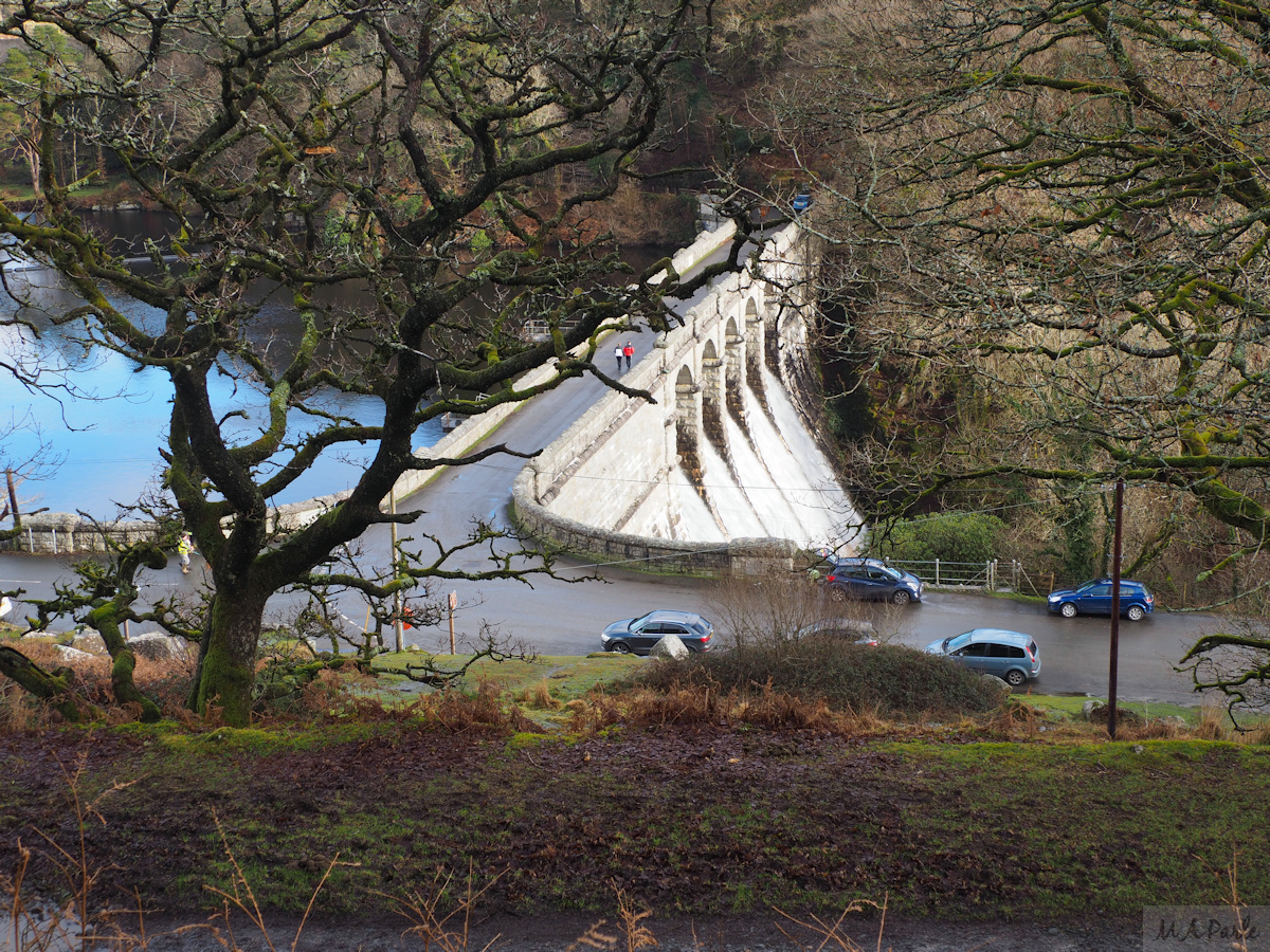 Water overflows Burrator Dam