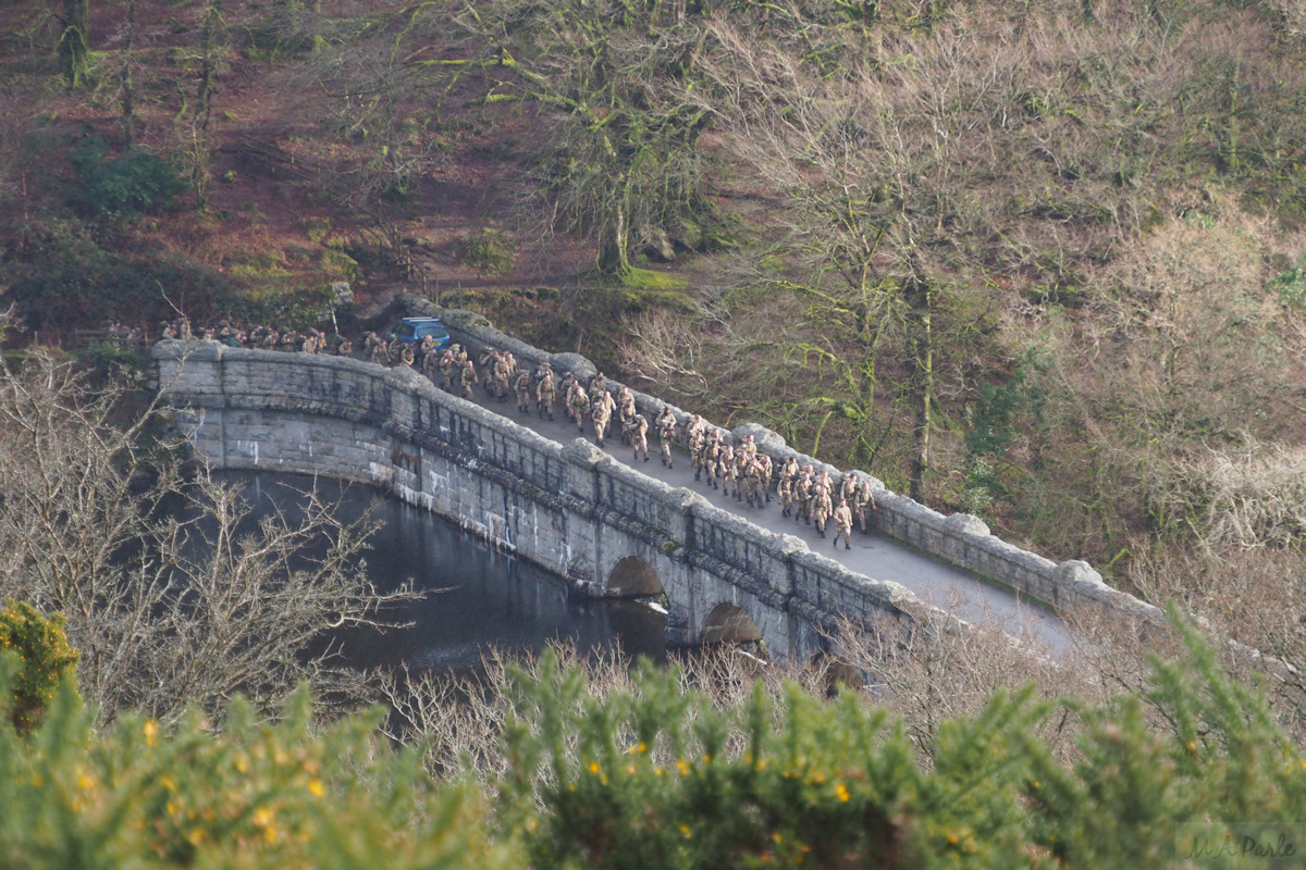 Marines march across Burrator Dam